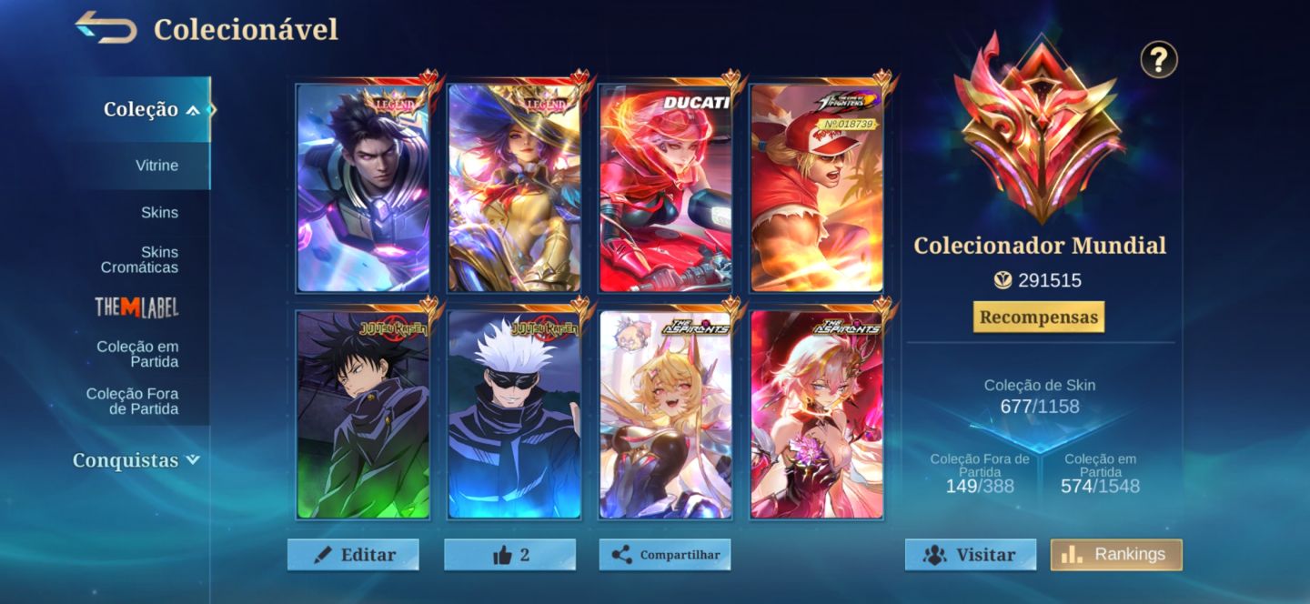 CONTA HIGH-END MOBILE LEGENDS COLEÇÃO RARA