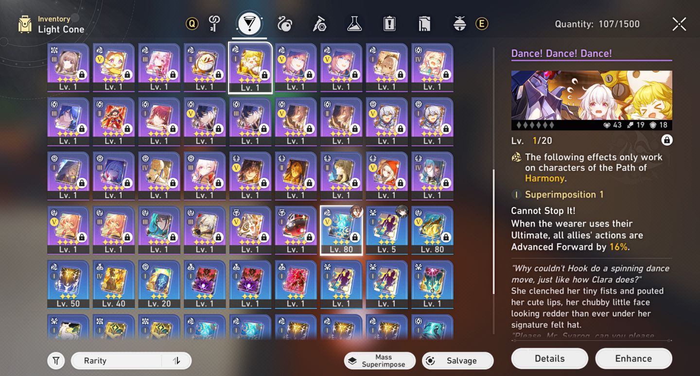 [54 5 estrelas] Conta Endgame (Phainon/Evernight/Silver Wolf PREMIUM)