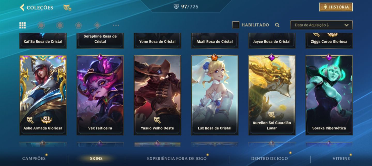 Conta wild rift com quase 100 skins