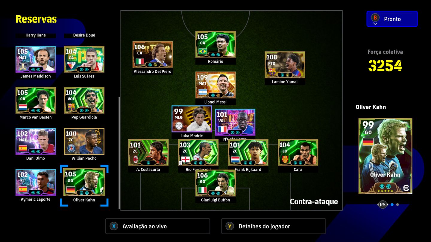 Conta Efootball Xbox/PC - Romario, Del Piero, Messi, Yamal e mtos outros