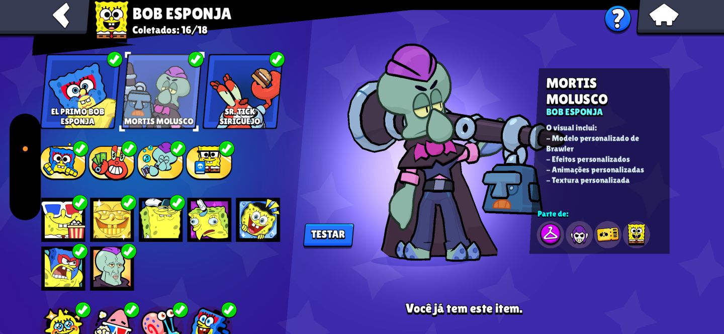 CONTA DE BRAWL COM VARIOS ITENS RAROS(PARCERIA BOB SPONJA+SUBAY SURFERS)