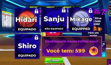 CONTA | SHIRO + HIDARI + MIKAGE + SANU + 600 LUCK SPINS | VOLLEYBALL LEGENDS