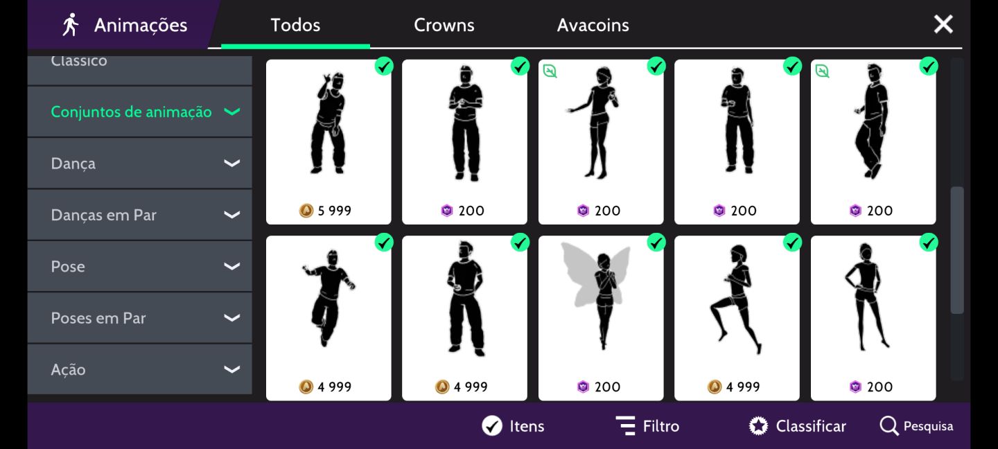 CONTA AVAKIN: NÍVEL 31, COM VÁRIOS ITENS.