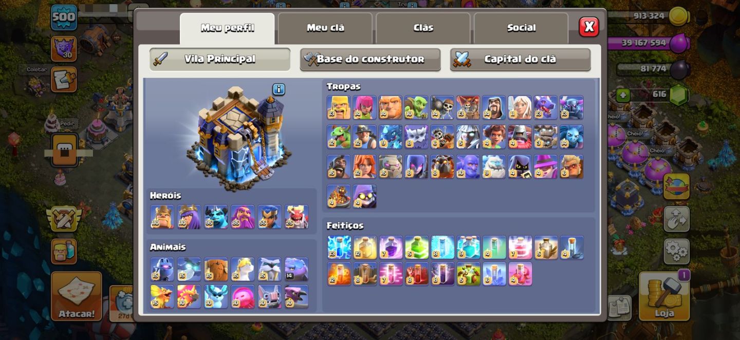 CONTA NÍVEL 500 CLASH OF CLANS 100% FULL (A MAIS RARA DO MERCADO HOJE)
