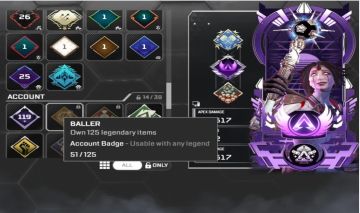 Conta de Apex Legends com Herança da Horizon e Badge Rara de Master/mestre