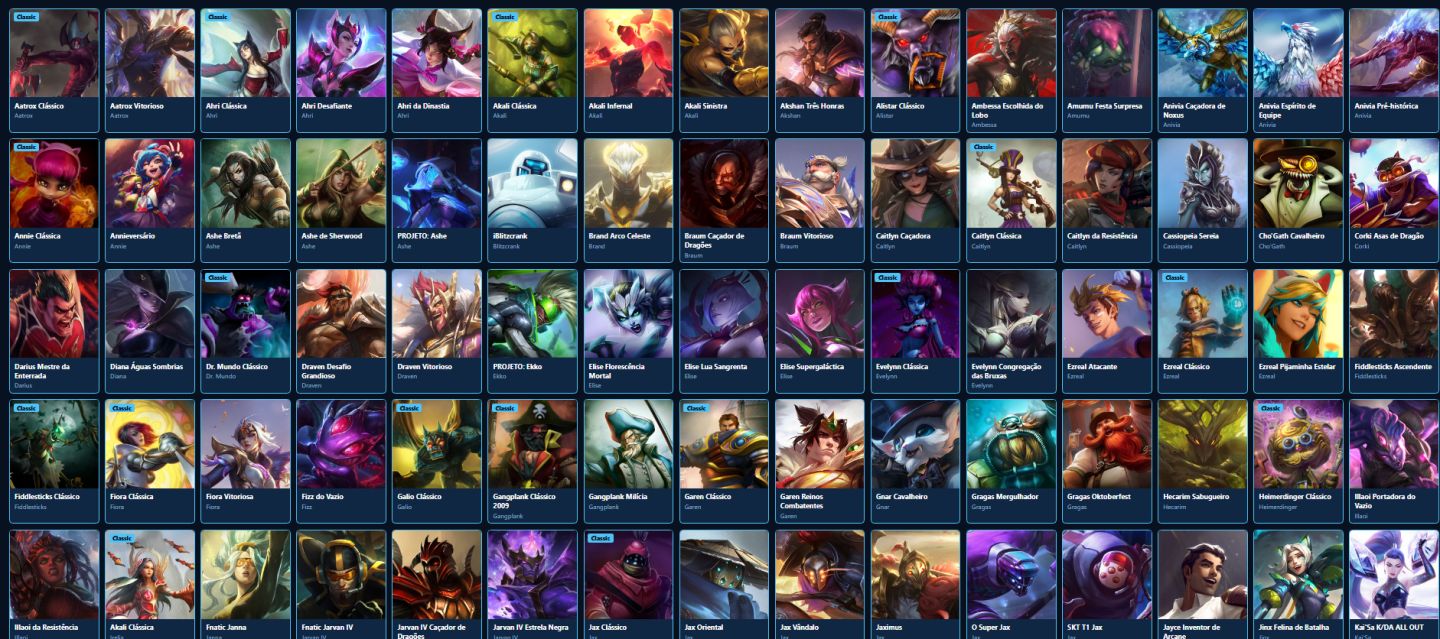 LEAGUE OF LEGENDS 208 SKINS NIVEL 372 TODOS CAMPEOES UNRANKED