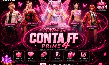 Conta Free Fire LVL 60, Prime 5, Contém Skins de Cubo, arma Evo, Passes, Conj.