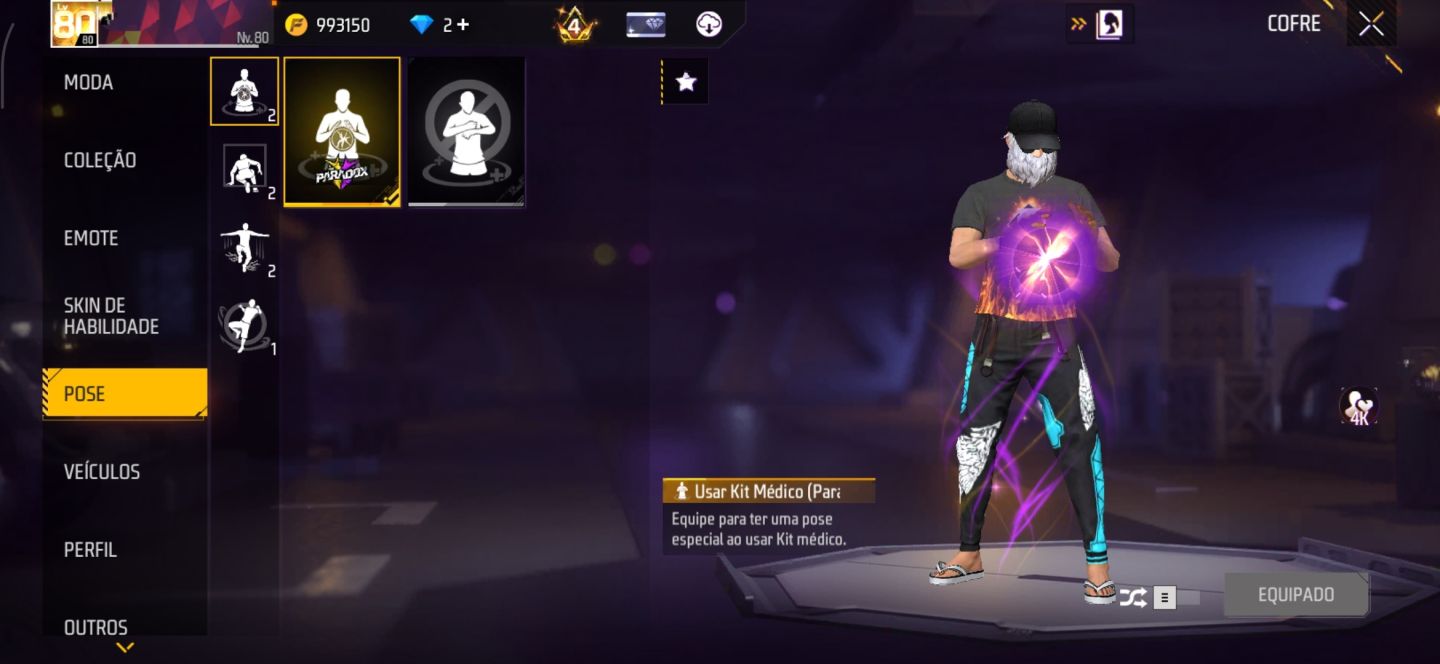 Conta Free Fire LvL 80 antiga