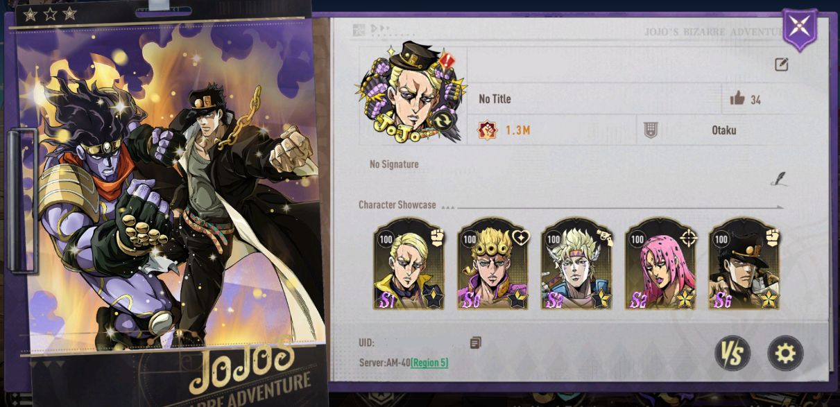 JOJO: GS Conta full endgame com todos os emblemas jotaroSC6S6 e giorno