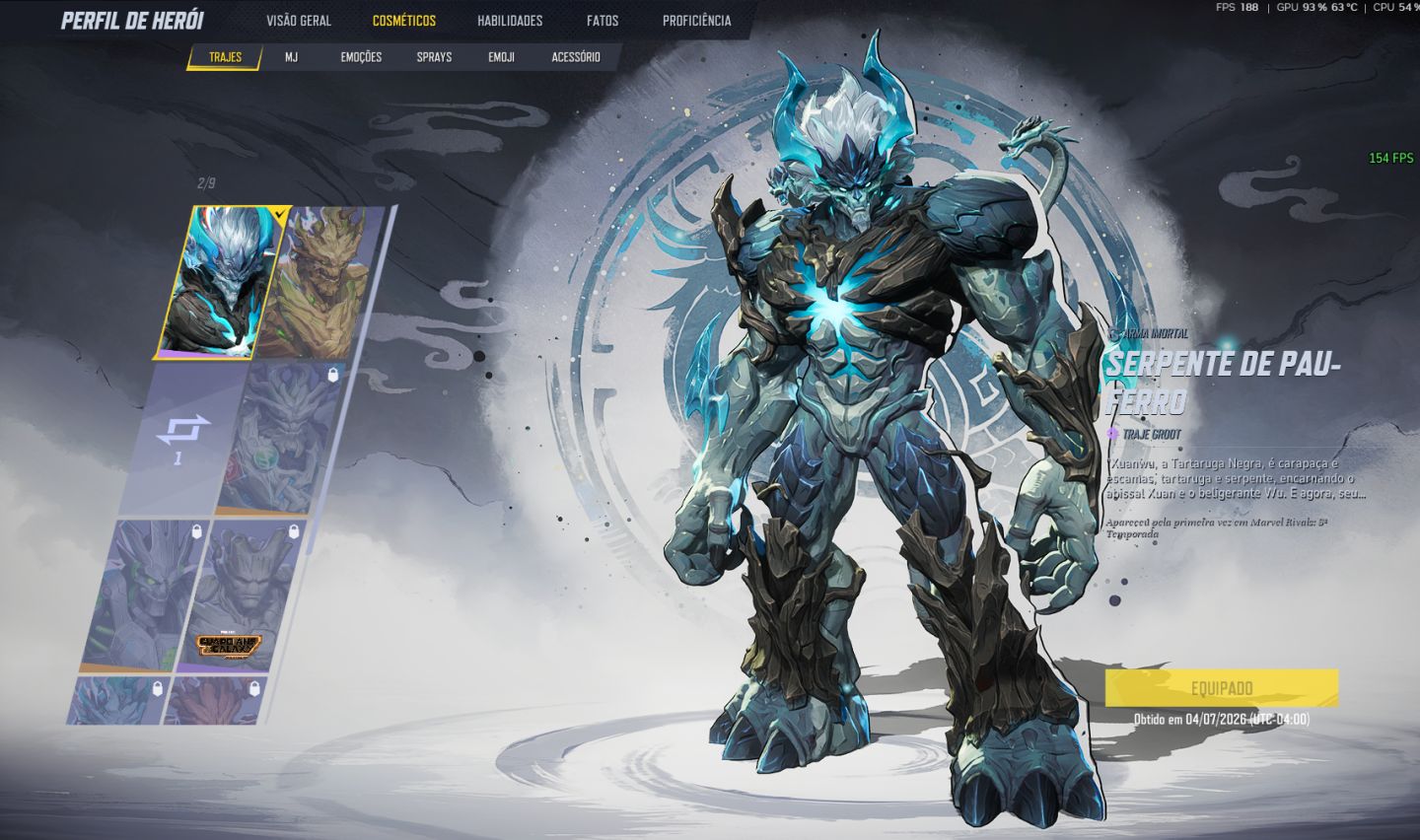 CONTA MARVEL RIVALS COM SKINS RARAS / LEVEL 20 COM 10 Skins
