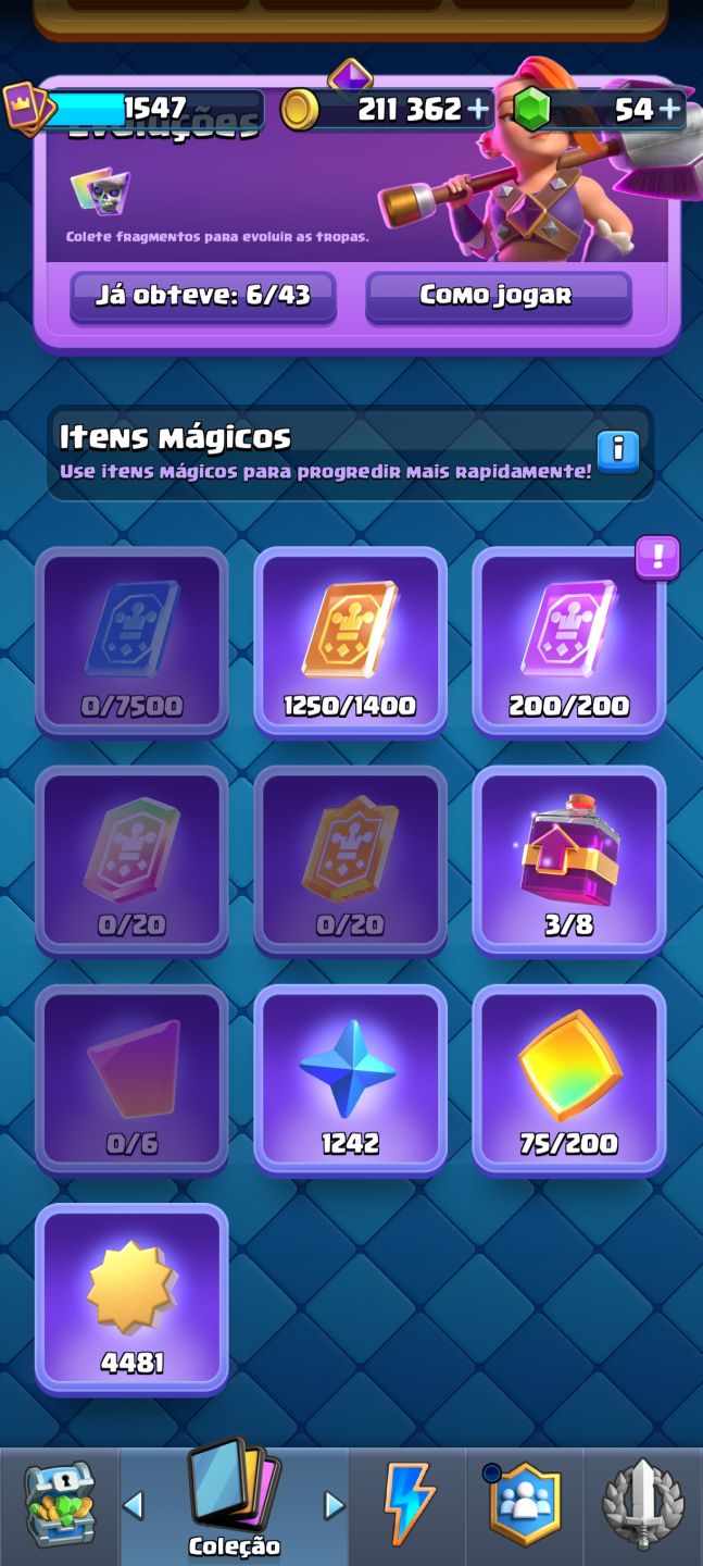 CONTA CLASH ROYALE TOP | 10.950 TROFÉUS MÁX. | GRANDE CAMPEÃO | 3 CARTAS NVL 16