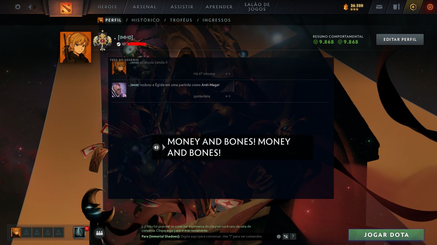 CONTA LENDA 1 - DOTA 2 3k.144 MMR - 10.000/10.000 BEHAVIOR