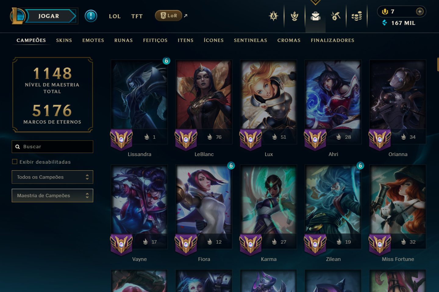 Conta lol PAX Twisted Fate + 1792 Skin e skins Raras