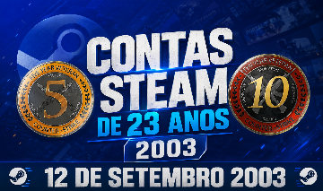 CONTA STEAM ANTIGA - DE 23 ANOS | SETEMBRO | 2003 | Medalhas de 5 e 10 Anos