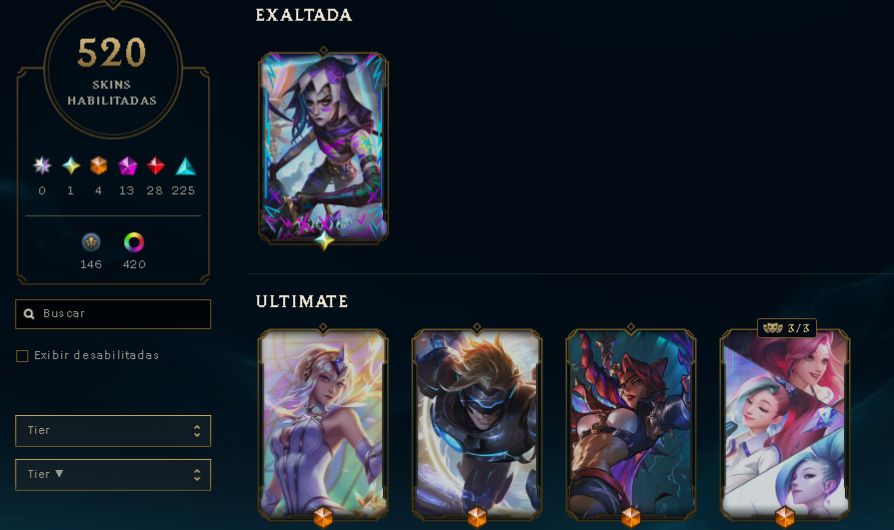CONTA LOL 520SKINS - JINX FRAG, YAS BRANCO, CROMAS DE GM + 226 mitic essencias