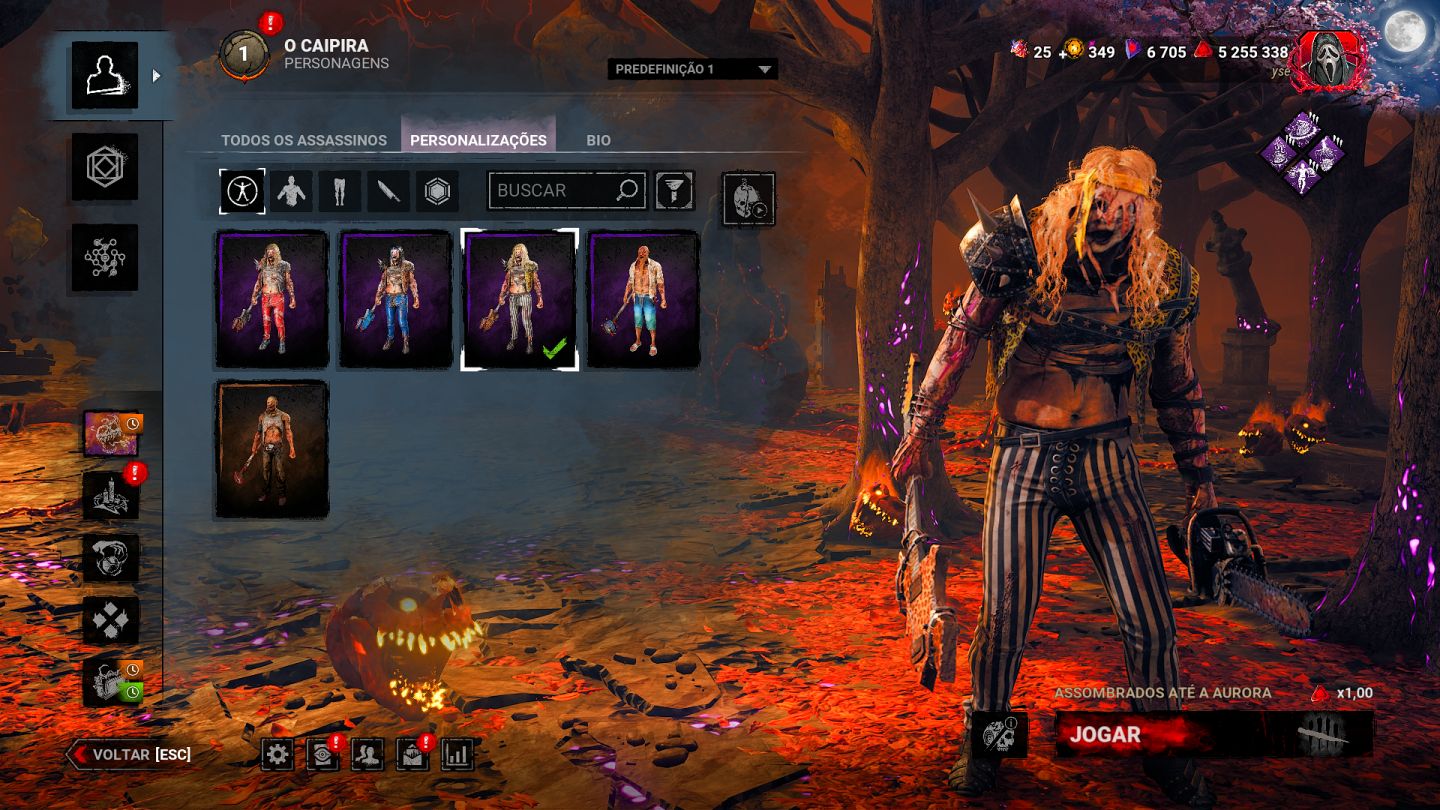 Conta DBD com bordas legacy, DLC do Myers, muitas skins e P100