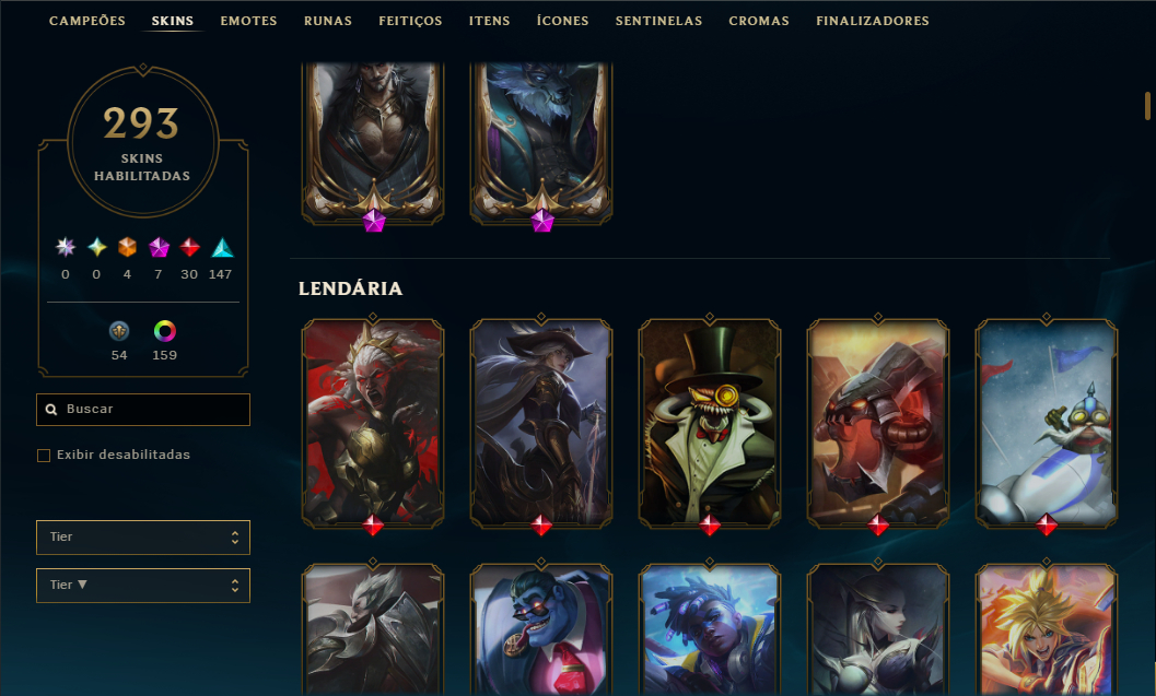Conta LoL Nível 751 | 293 Skins | 4 Ultimates | Full Champs (mono WW)