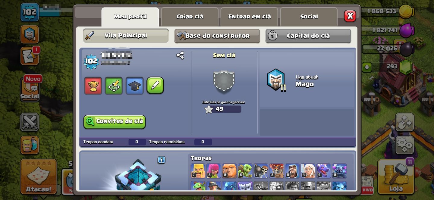 CONTA DE BS 2020! L2, 80K DE TROFÉUS + Clash AR20, 8y, + Clash Of Clans