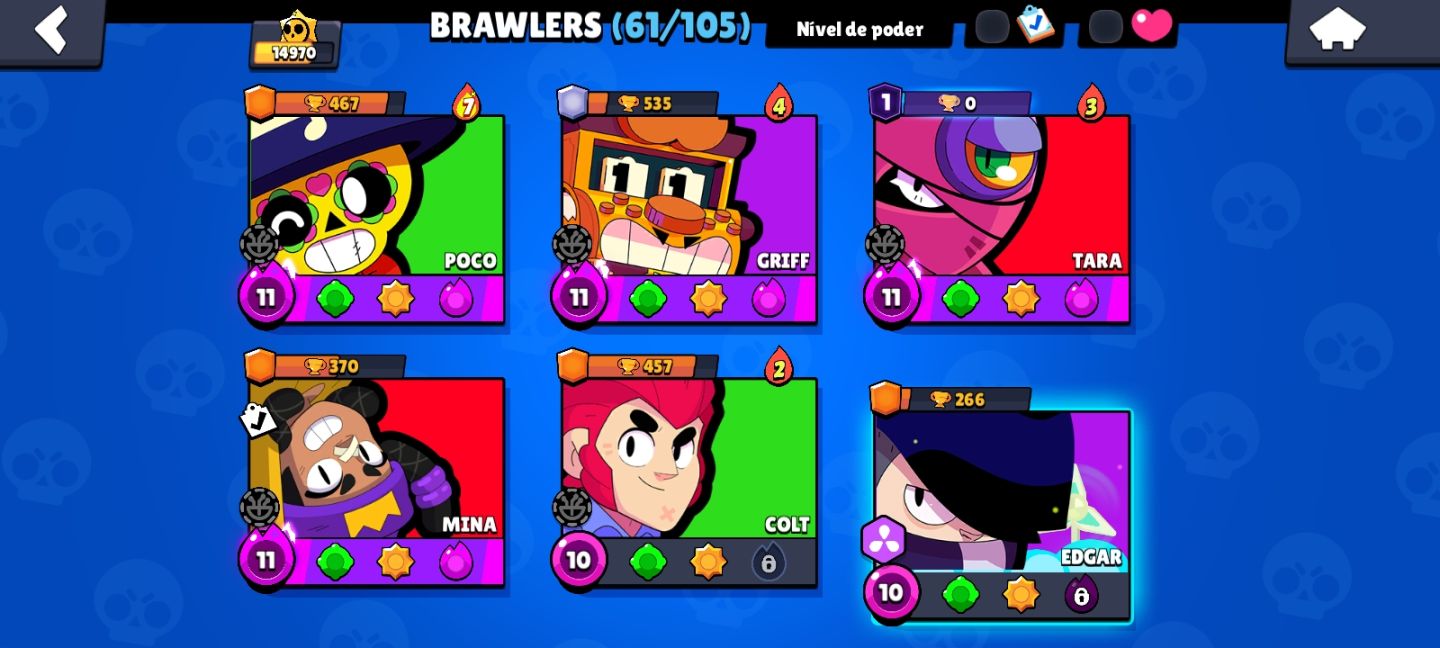CONTA BRAWL STARS, 15K TROFÉUS, 61 BRAWLERS, 101 SKINS, DONO ÚNICO.