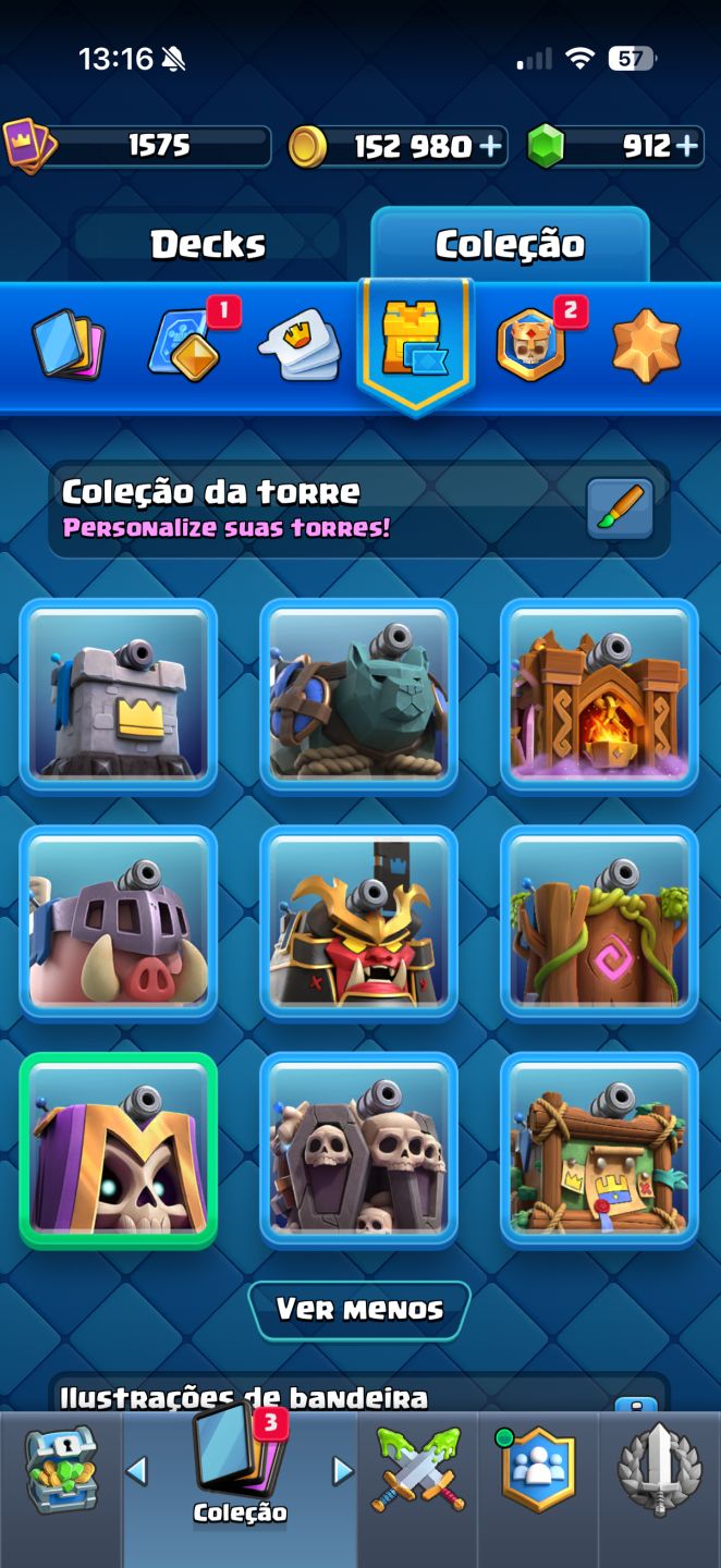 CONTA CLASH ROYALE 11821 Troféus, CORREDOR NVL 16 POSSUI TODAS AS CARTAS