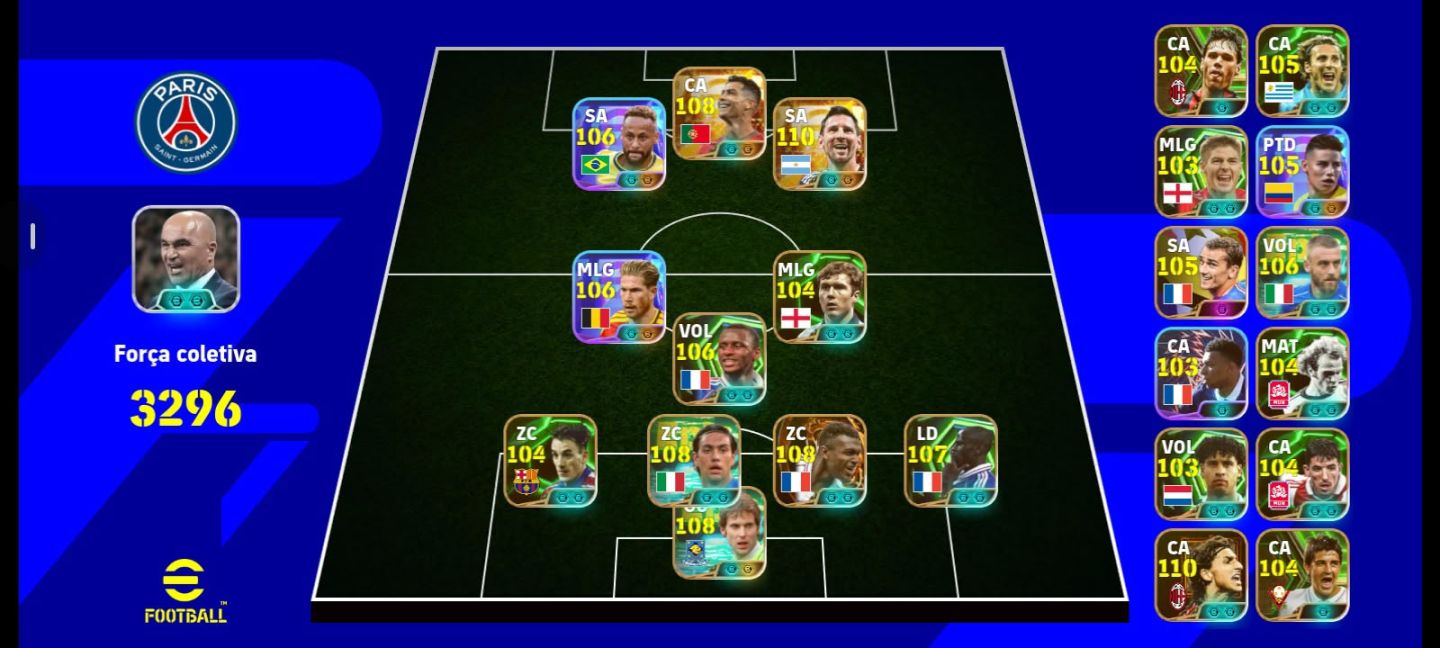 CONTA FULL! RONALDO 108 + MESSI 110 + NEY BLITZ + DESAILLY + THURAM + CECH E+++!