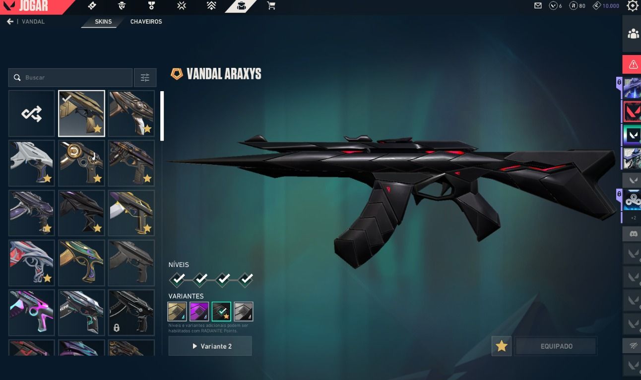 Conta valorant faca saqueadora, 9 vandal, 8 phantom, skin de operator e mt mais