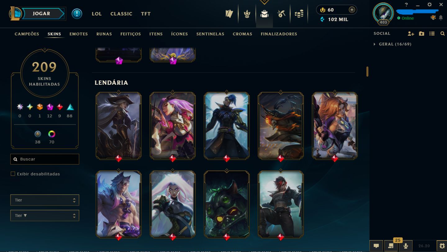 Conta rara LOL mono Kayn + detalhes descrição