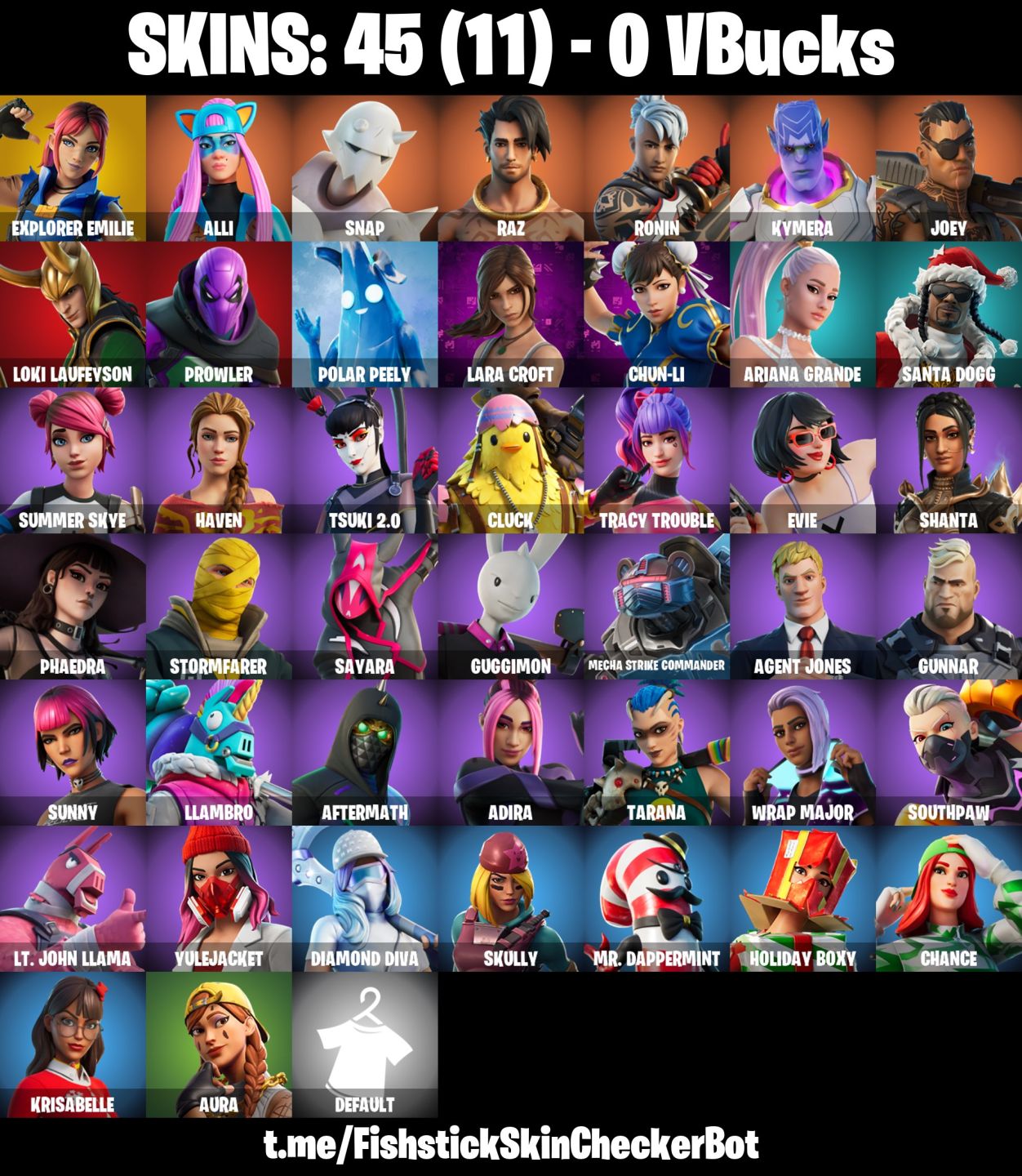 Conta Fortnite com Explorer Emilie | Alli | Snap | Raz | Chun-LI e 45 Skins