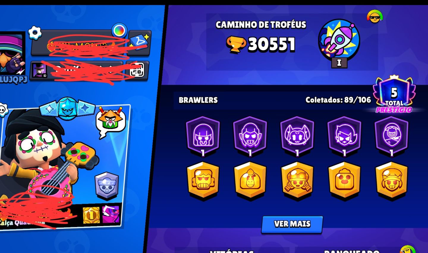RARÍSSIMA CONTA OG BRAWL STARS DESDE 2019! 30K TROFÉUS, 89/107 BRAWLERS
