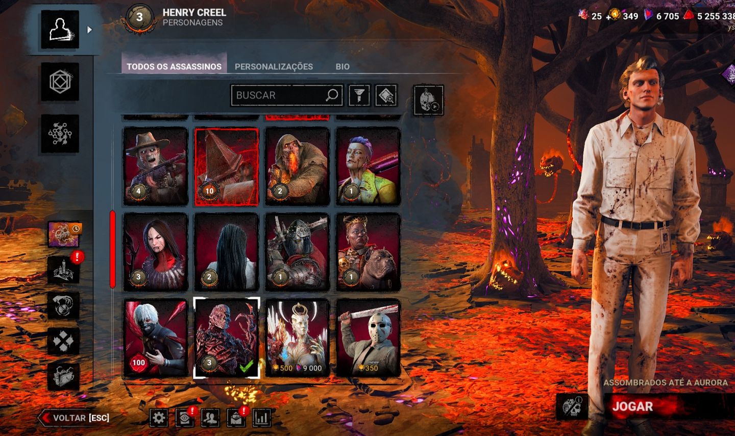 Conta DBD com bordas legacy, DLC do Myers, muitas skins e P100