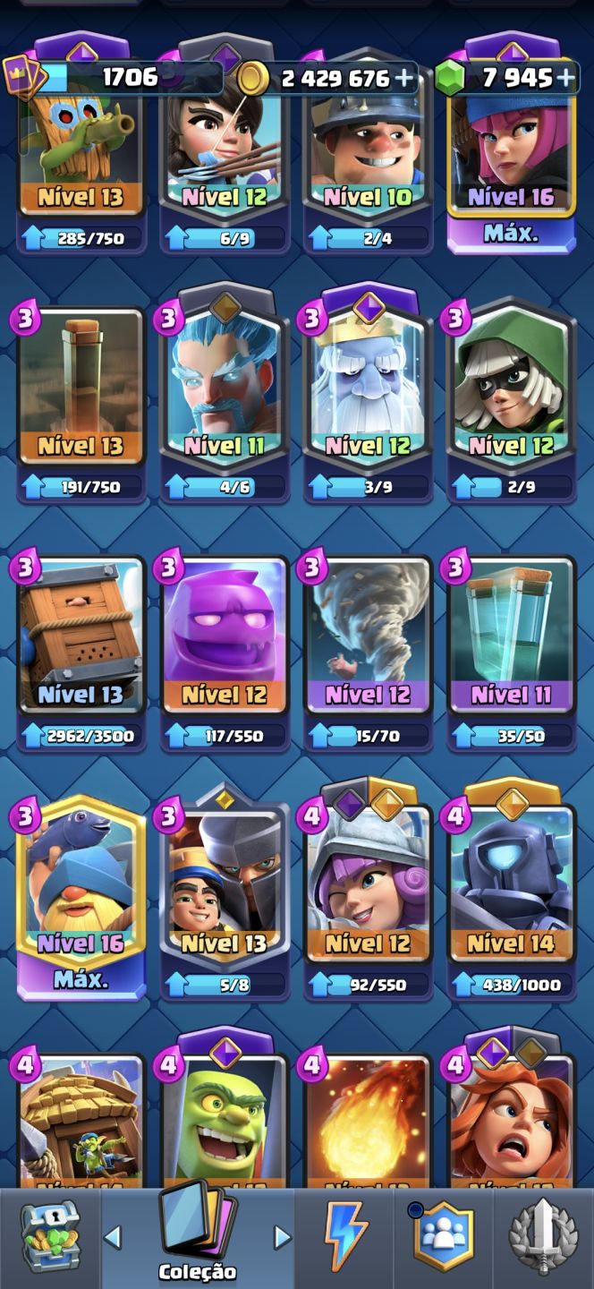 CONTA CLASH ROYALE UPADA COM ARENA ALTA | 12800 TROFÉIS | TODAS AS CARTAS