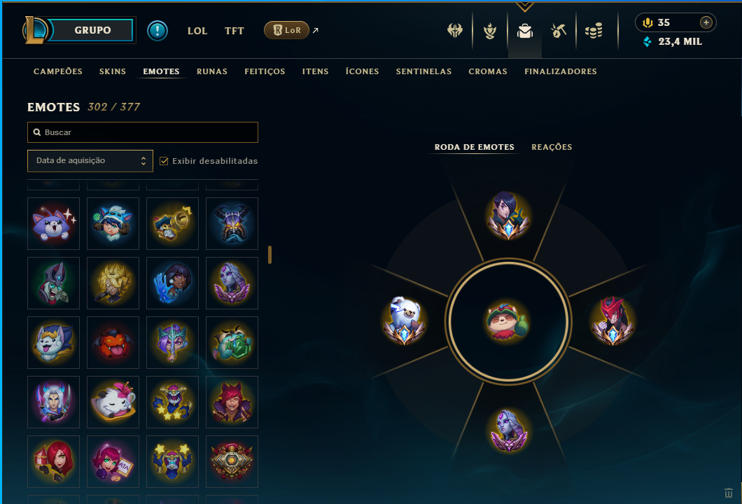 Conta League of Legends - 3 Emote Challenger e 802 Skins