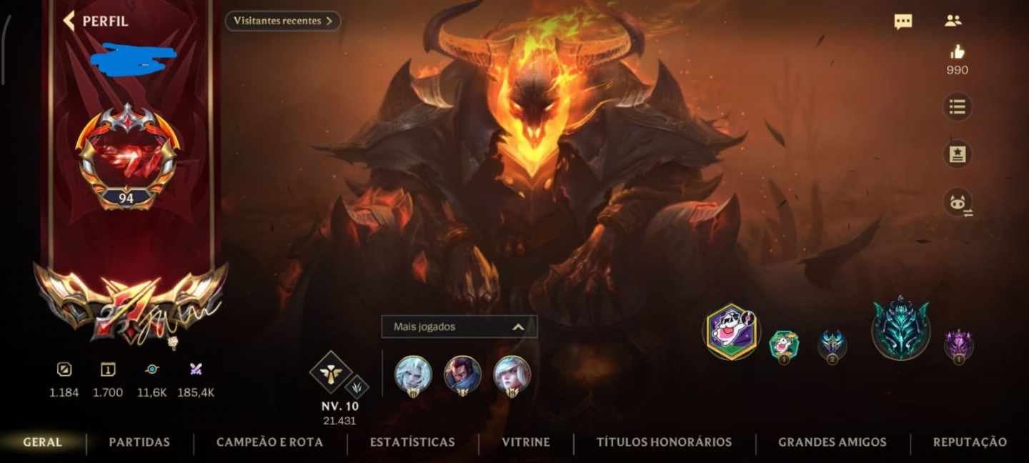 Conta com Valorant, Lol, tft e wild rift muitas skins em ambos