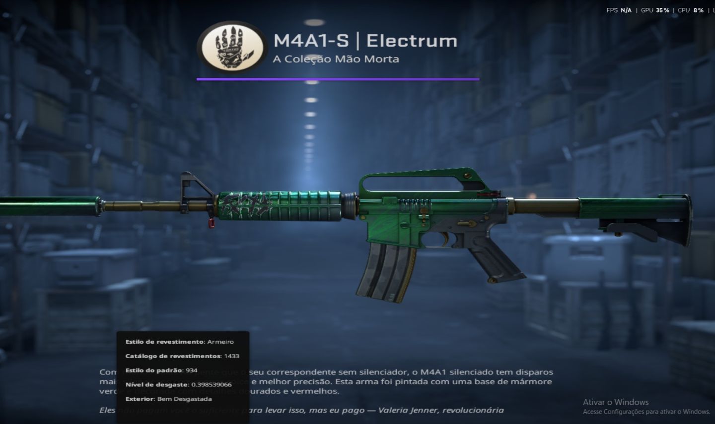 M4A1-S | Electrum - Well-Worn / Bem Desgastada