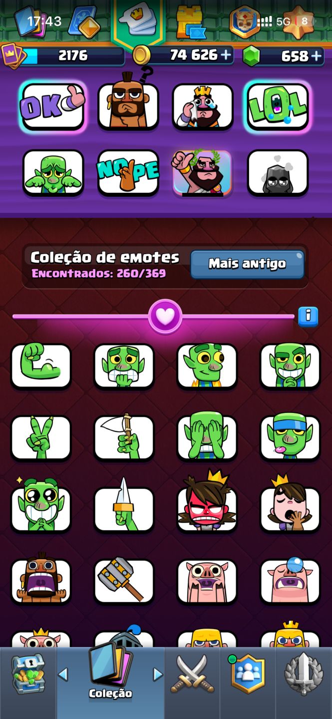 Conta de Clash Royale semi full, todas evo, 8 herois + 200 frag, 14mil trofeus