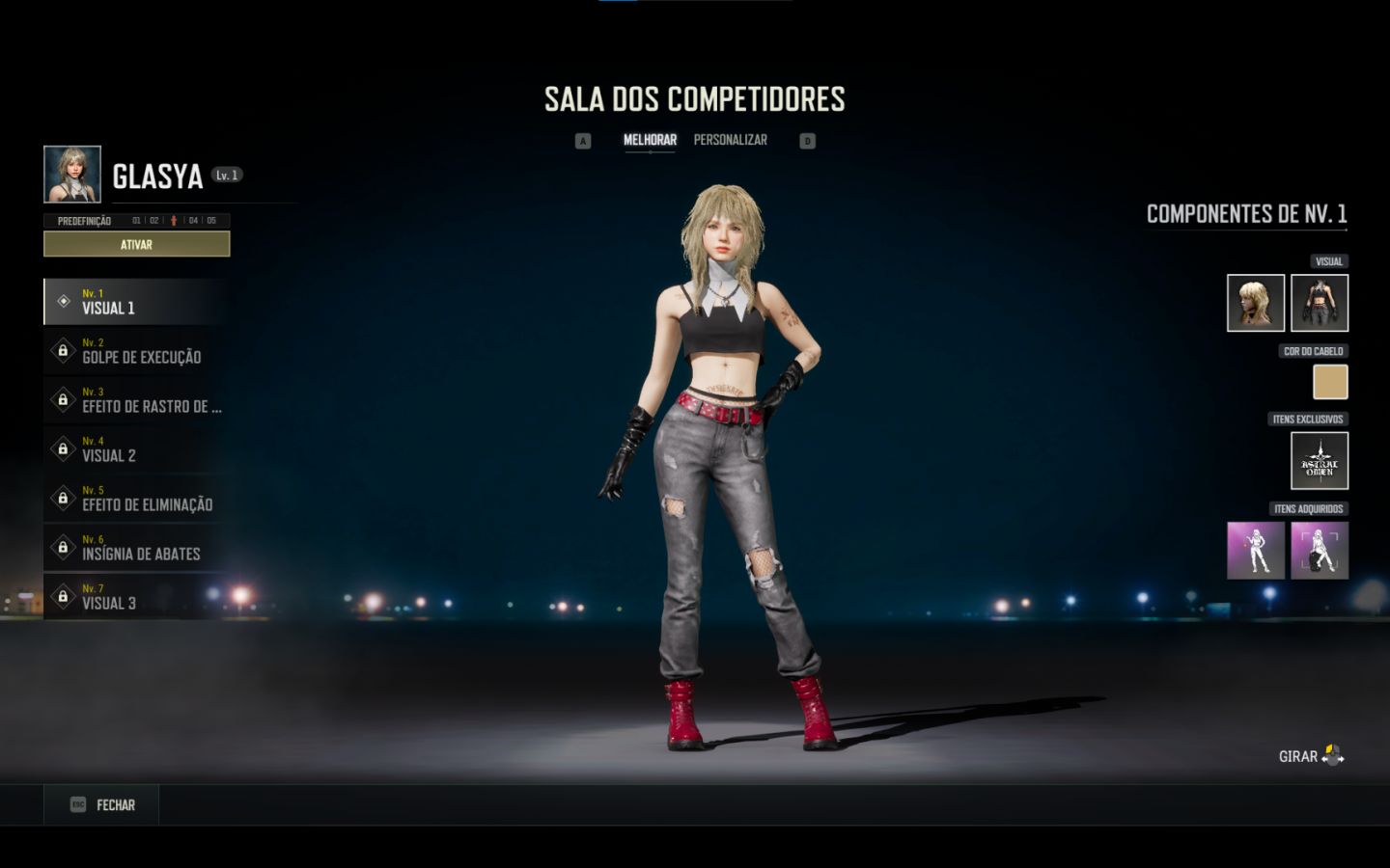 CONTA PUBG AUG NEON LEVEL 8 + CHROMA LARANJA , Glasya + Eve