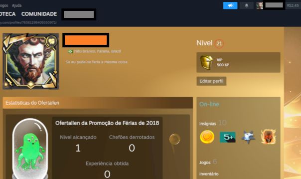 Conta Steam com insignea de 8 anos e medalha de serviço de 5 anos no CS-GO!!