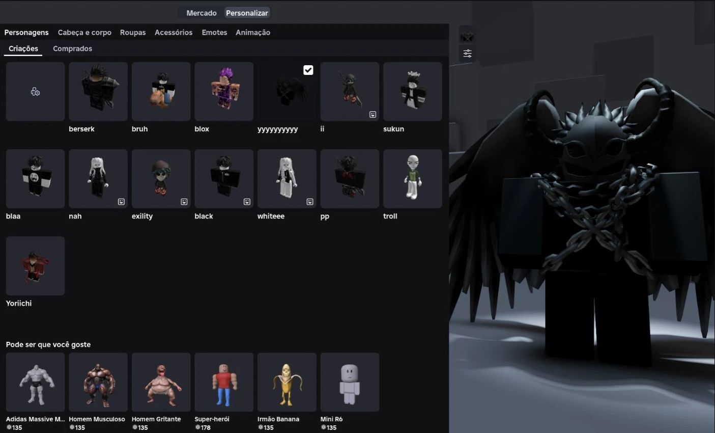 Conta Roblox com muitos items e com +4K de Robux Investidos