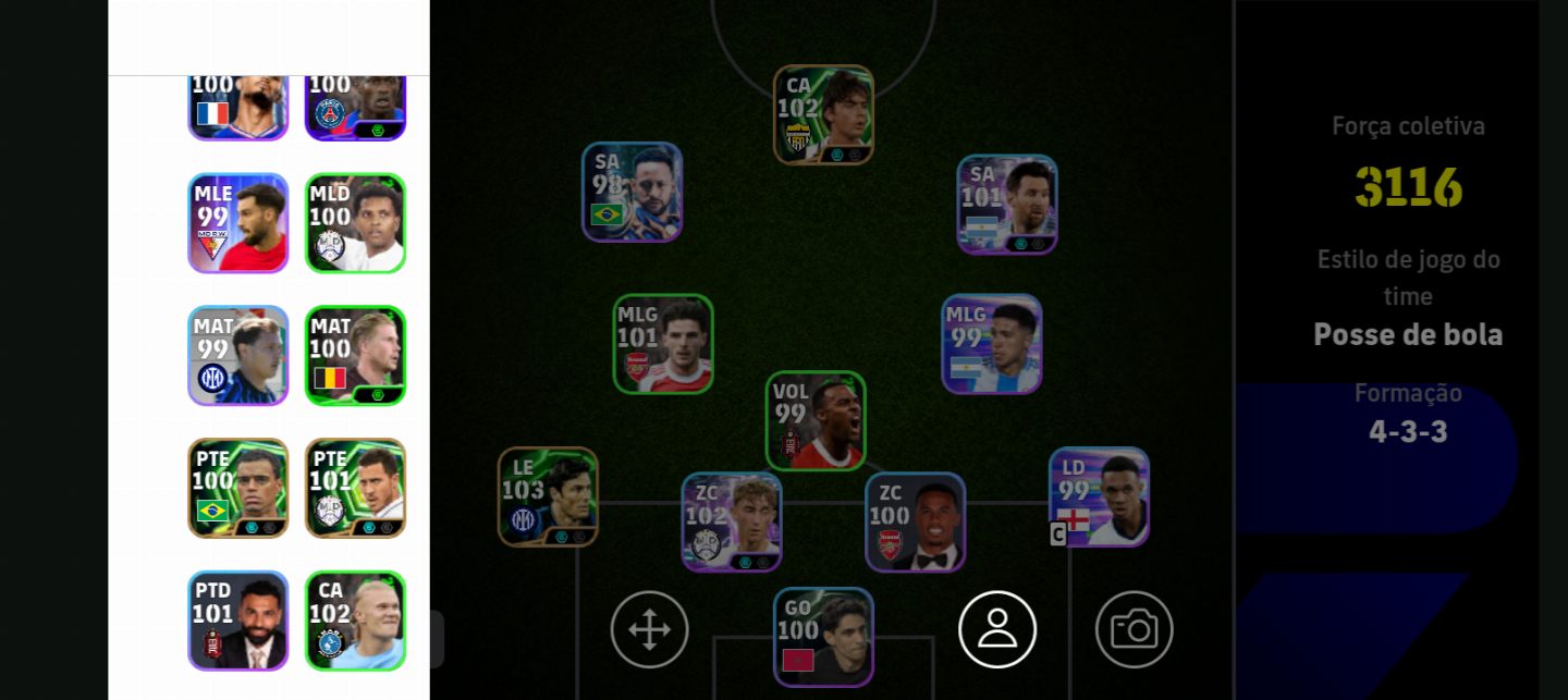 CONTA EFOOTBALL 3116 FORÇA | Zanetti 103, Ednilson, MESSI 101, inzaghi 102