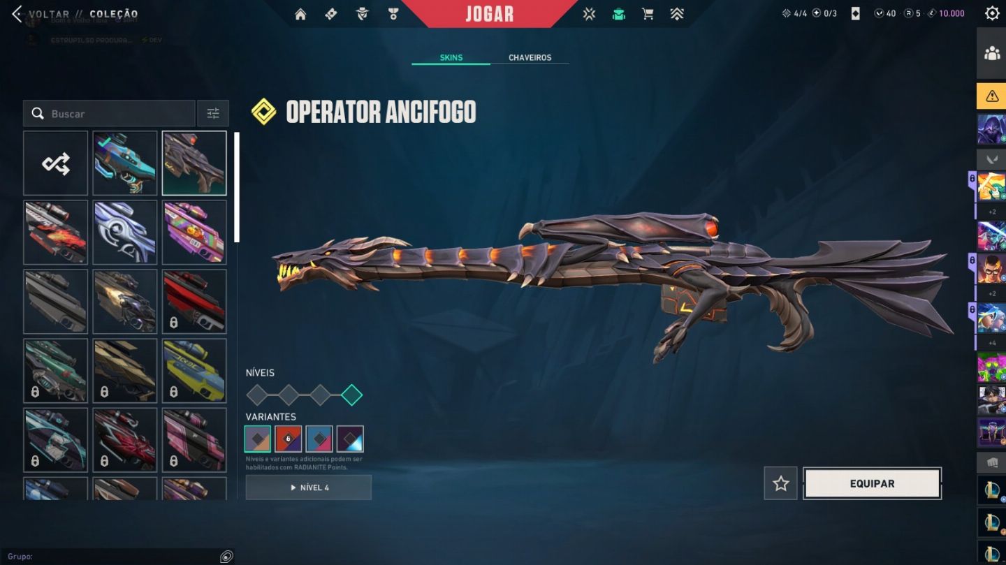 Conta valorant, top, cheia de skins por conta com sheriff arcane