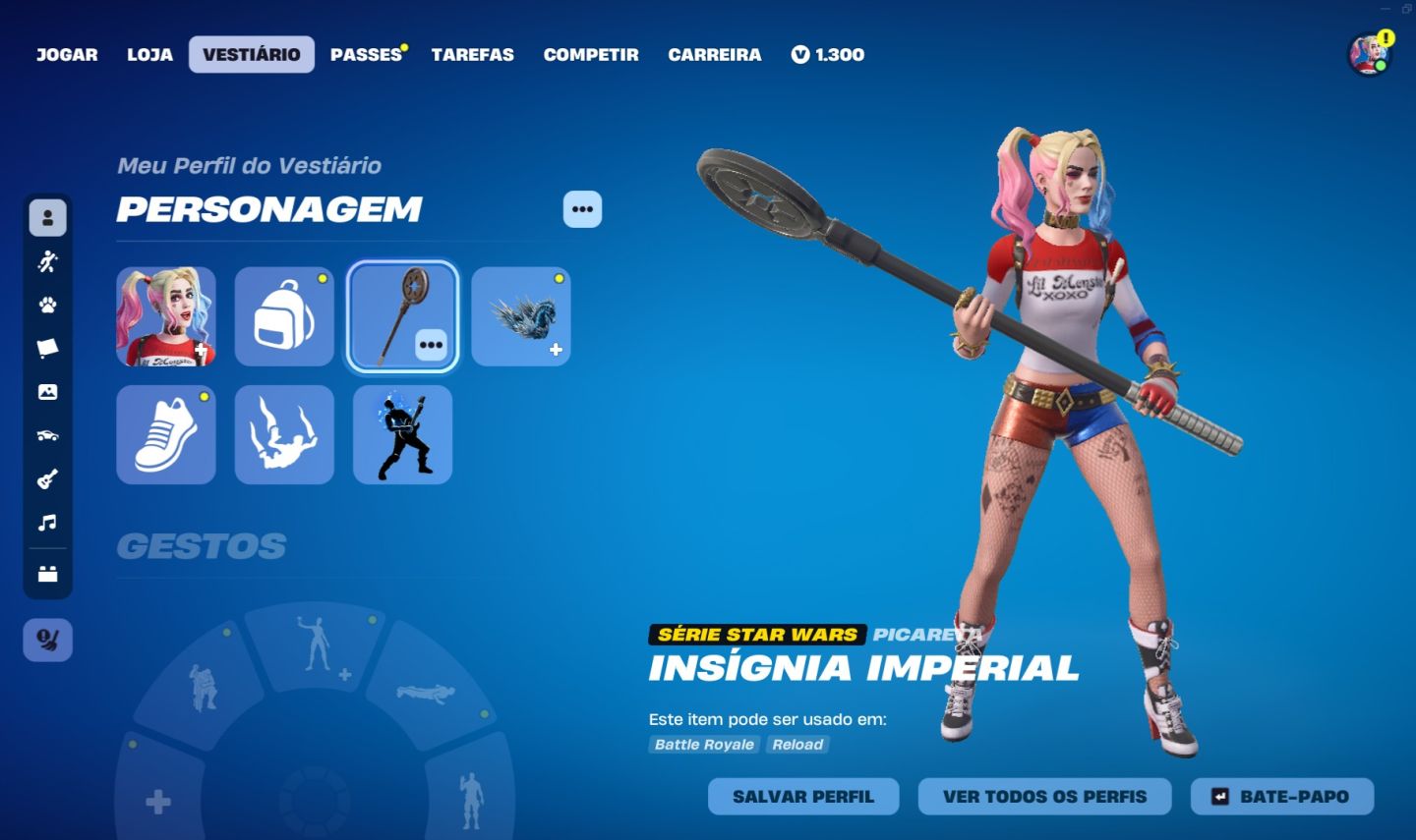 Conta otima para revenda e para jogadores iniciantes com 1.300 vbucks para gasta