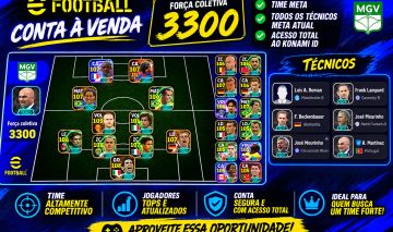 Conta eFootball META | 3300 de Força | Todos os Técnicos Meta