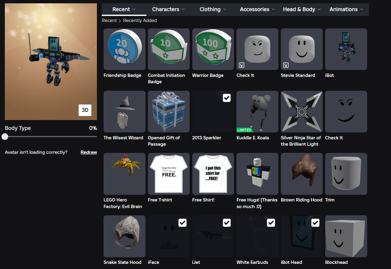 CONTA ROBLOX ANTIGA 2013 COM PACOTE IBOT +IJAT +IFACE E 10 OFFSALES [UNVERIFIED]