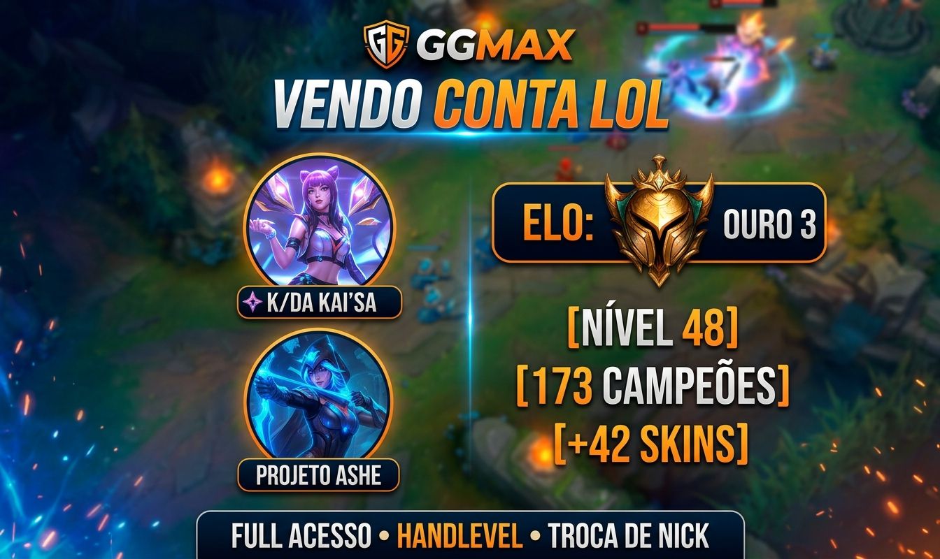 Conta LoL Ouro 3 | +42 Skins (Projeto Ashe, K/DA) | 173 Campeões | Full Acesso