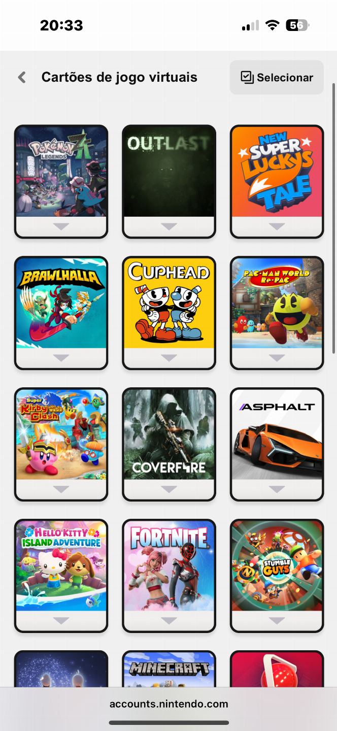 Conta de Nitendo Switch Pokemon, Hello Kitty, Minecraft e muito mais!