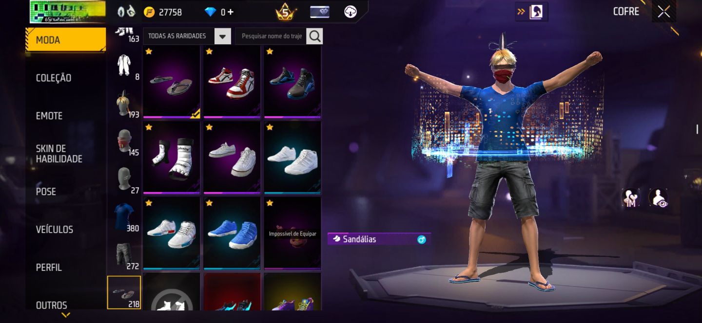 CONTA DE FREE FIRE [LV-65] COM RAGNAROK (M) E O PET PORING