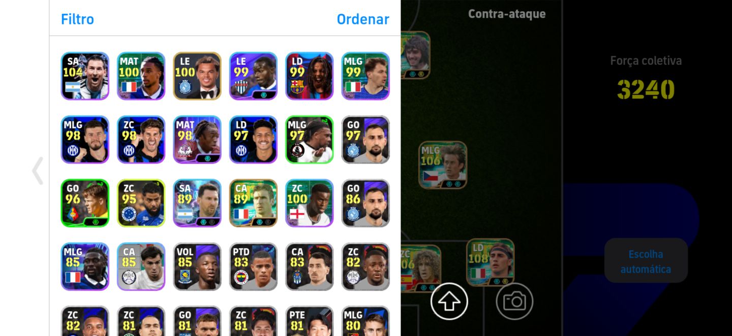 Conta Efootball Meta com Messi, CR7 e Best
