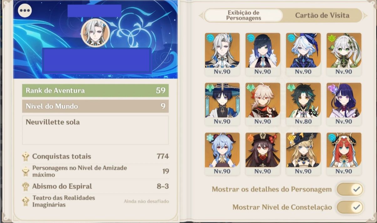 Conta Genshin EndGame até começo de Natlan