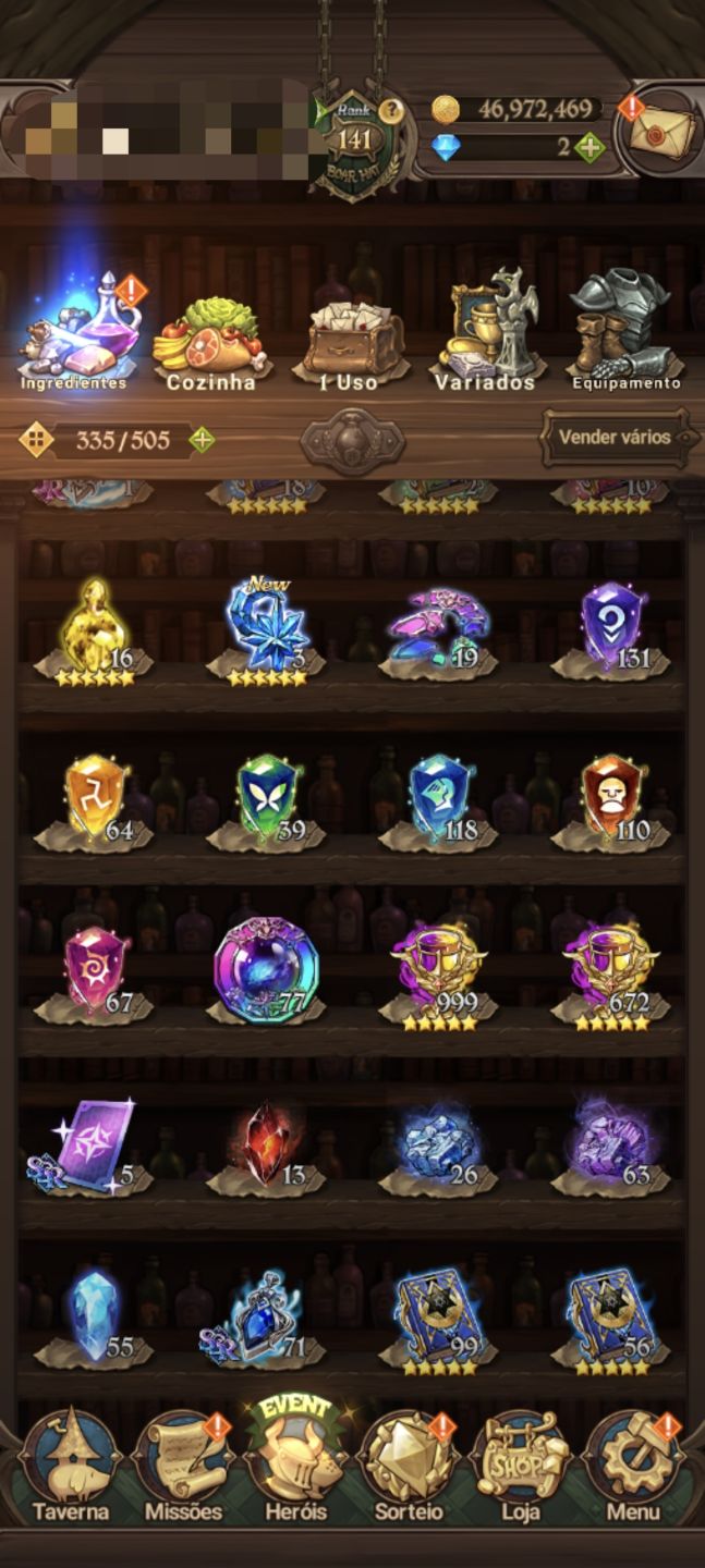 | Conta 7DS Grand Cross | Gawain, Collabs + IF's | Campeão V | 11.2M+ BOX |