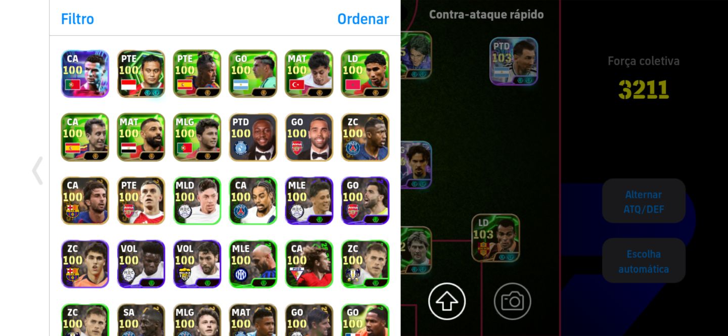 CONTA eFootball Mobile | Força 3211 | Elenco 105/106 | Muitas Cartas Especiais